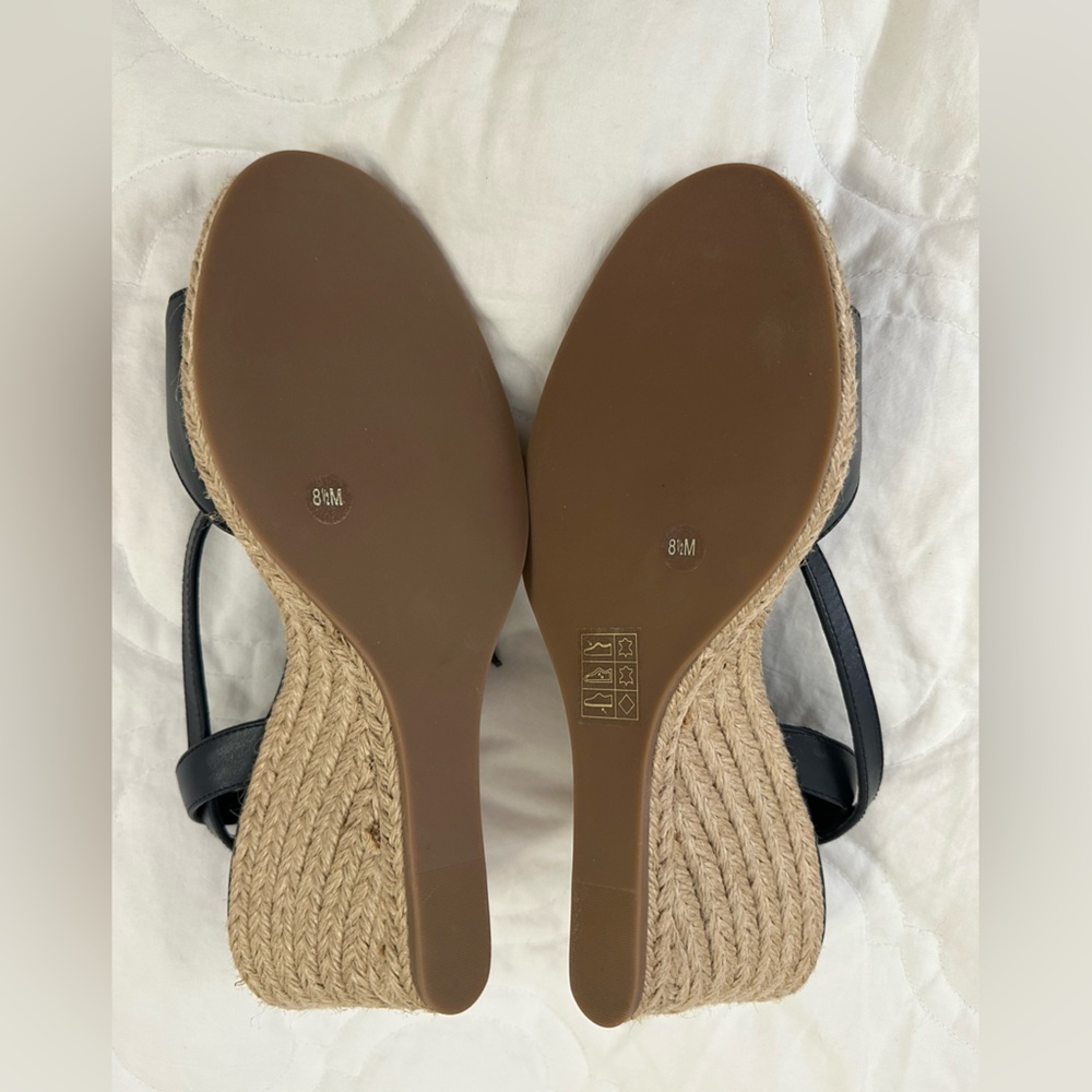 Tory Burch Landon Wedge Espadrille in navy New - ankle strap leather size 8.5 - Picture 8 of 9